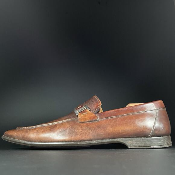 Magnanni Lino Men’s Size 11 M Brown Leather Slip On Buckle Loafers Dress Shoes